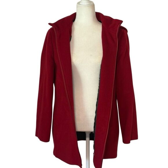 Calvin Klein Red Wool and Cashmere Coat with Zipper Front. Size M. Great Cond!! - Picture 2 of 15